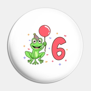 I am 6 with frog - kids birthday 6 years old Pin