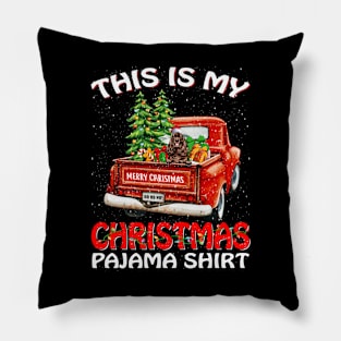 This Is My Christmas Pajama Shirt Cocker Spaniel Truck Tree Pillow