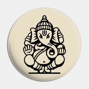 Ganesh Ganesa Ganapati Elephant 4 (black) Pin