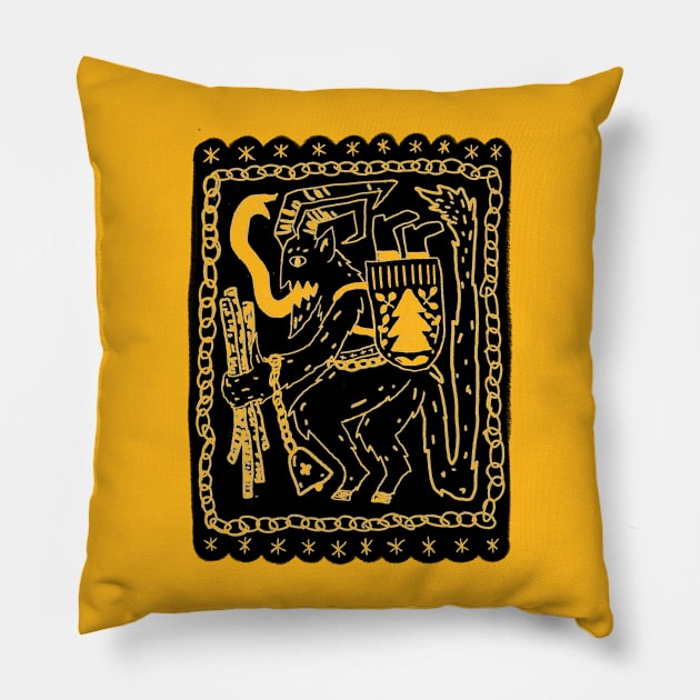 Merry Krampus Pillow by NeaandTheBeard