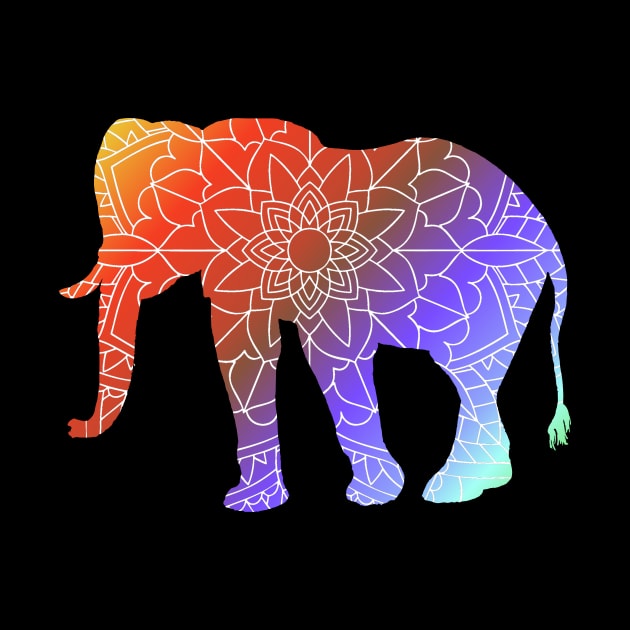 Mandala Elephant Rainbow Silhouette by Dreamer