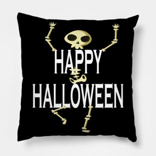 Happy Halloween Shirt Funny Skeleton Gift Tee Pillow