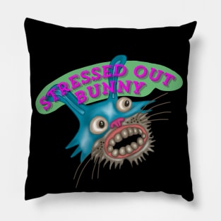 Stressed Out Bunny Pink Green Pillow