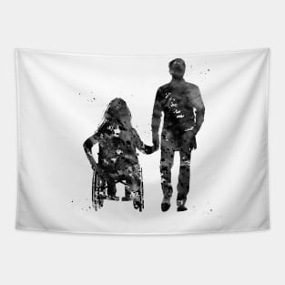 Handicapped woman and man Tapestry