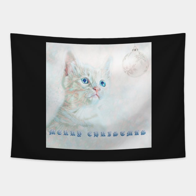 Christmas Kitten Tapestry by Tarrby