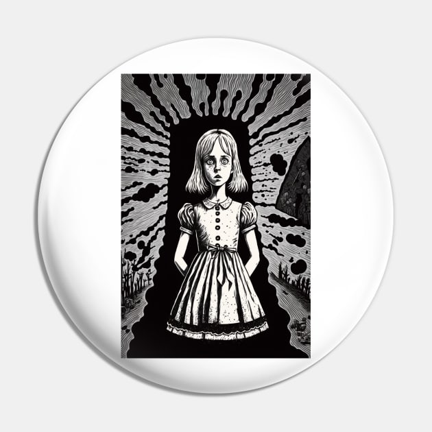 Alice in Wonderland: A Dark Gothic Punk Adventure Pin by Greenbubble