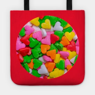 Multicolored Confetti Sprinkle Hearts Photo Circle Tote