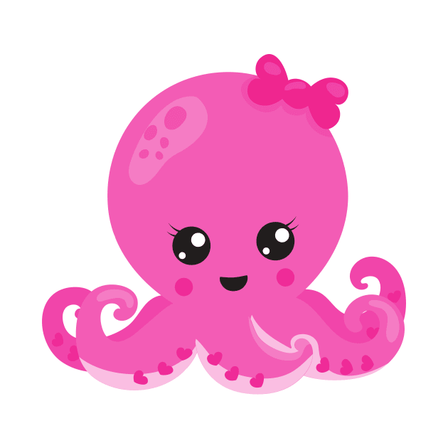 Cute Octopus, Little Octopus, Baby Octopus, Hearts by Jelena Dunčević