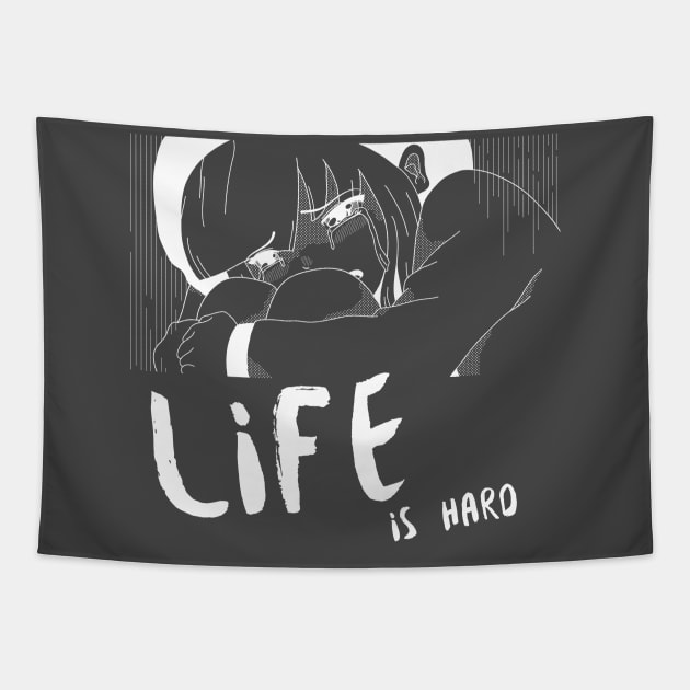 Life is Hard Girl Crying Tapestry by Soba Wave Studio