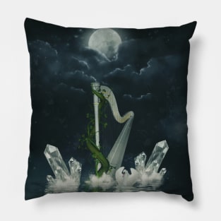 Wonderful harp and swan in the ocean Pillow