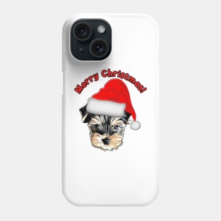 Cute Yorkshire Terrier Yorkie with Santa Hat Phone Case