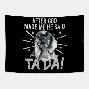 TaDa Vintage funny cocker spaniel with Distressed TaDa retro cocker spaniel Tapestry