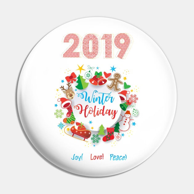 2019 Winter Holiday Christmas & Happy New Year Symbols Pin by sofiartmedia