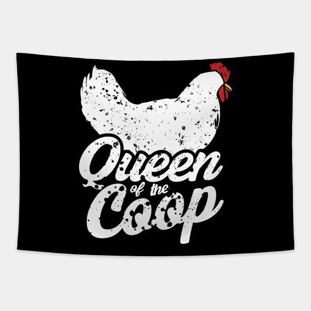 cool farmer queen of the coop chicken farm animals Tapestry by A Comic Wizard