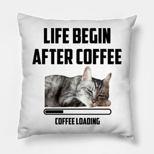 Life Begin After Coffee Cat Lover Pillow