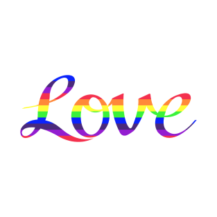 Love Script Rainbow Colors Stripes T-Shirt