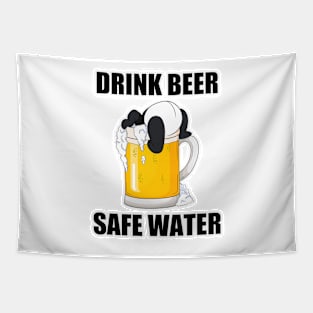 Drink Beer Safe Water - Funny Panda Tapestry