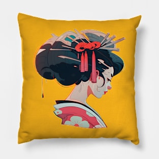 Lovely Geisha Portrait Pillow