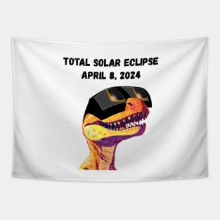 Total Solar Eclipse Grunge Dinosaur—Black text Tapestry