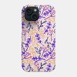 Botanicals and Dots - Hand Drawn Design - Pink, Purple, Orange, Black Phone Case