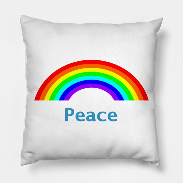 Blue Peace Rainbow Pillow by ellenhenryart