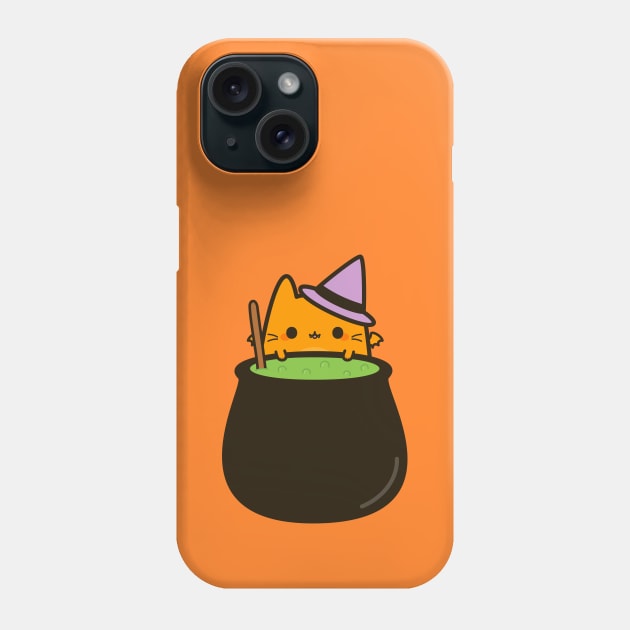 Cat bat with cauldron Phone Case by peppermintpopuk