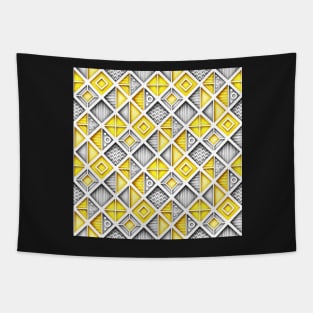 Yellow and Gray 3d Geometric Pattern Tapestry