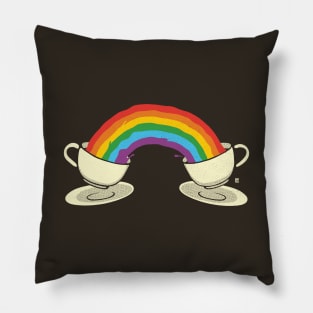 Two Coffee Cups Lovers Rainbow Pillow