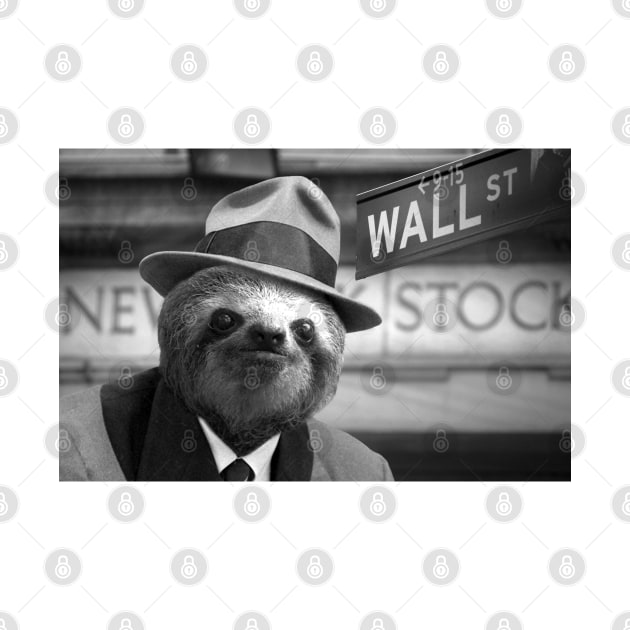 A Sloth in Wall Street - Print / Home Decor / Wall Art / Poster / Gift / Birthday / Sloth Lover Gift / Animal print Canvas Print by luigitarini