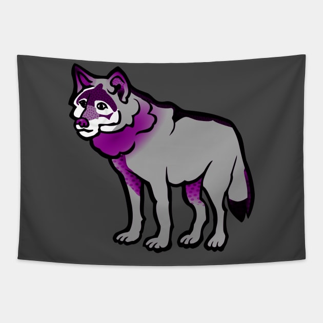 Asexual Pride Cartoon Wolf Design Tapestry by VernenInk