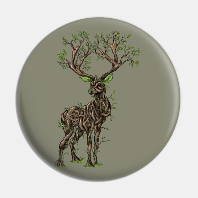 Vine Branch Stag (Color) Pin by Mainahste