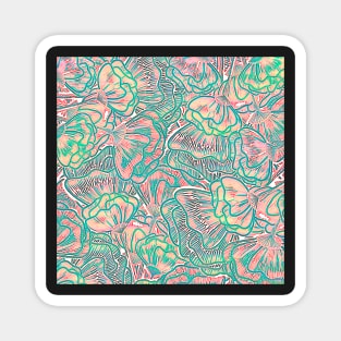 Just Peachy Flower Patch - Digitally Illustrated Flower Pattern for Home Decor, Clothing Fabric, Curtains, Bedding, Pillows, Upholstery, phone cases and stationary Magnet