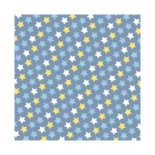 White Blue Yellow Stars Pattern T-Shirt