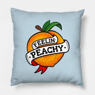 Feelin Peachy Retro Tattoo Style Pillow