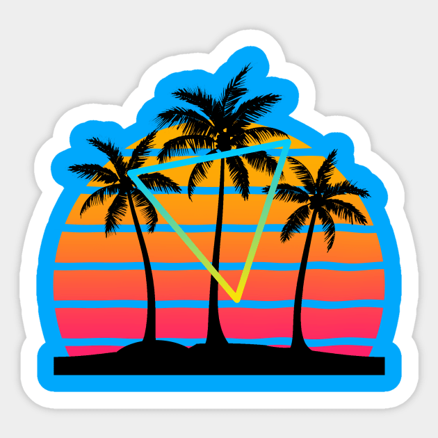 Sunset 80s Palm Tree Art - 80s Fashion - Sticker