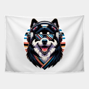 Croatian Sheepdog Smiling DJ with Headphones and Sunglasses Tapestry