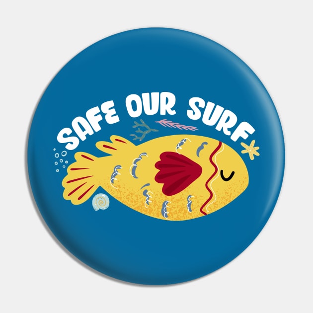 Safe our Surf quote with cute sea animal fish, starfish, coral and shell Pin by jodotodesign