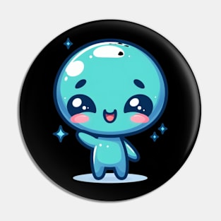 Cute Blue Alien Waving hand Pin