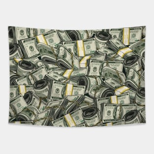 Huge pile of cash dollars Tapestry