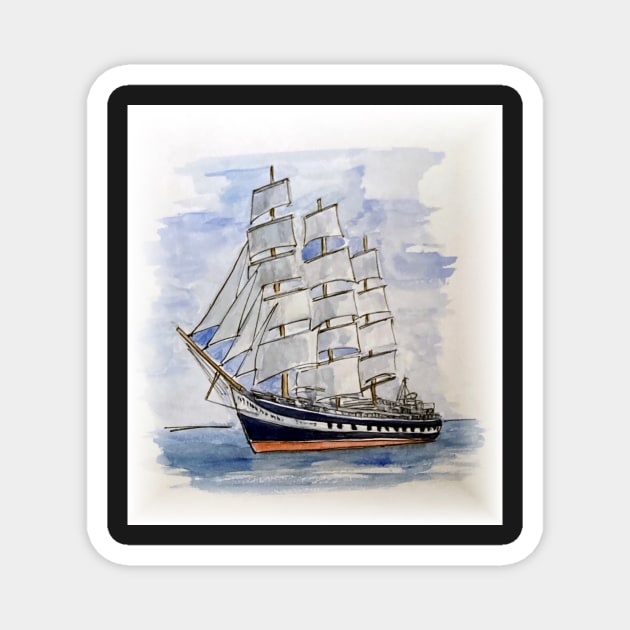 Tall Ship from an original watercolour sketch Magnet by bobpetcher
