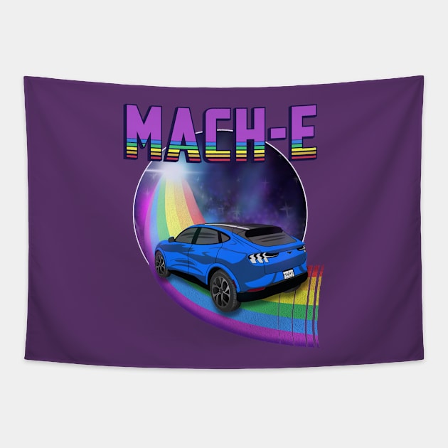 Mach-E Rides the Rainbow Galaxy in Grabber Blue Tapestry by zealology
