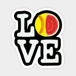 Love Softball Watermelon Magnet