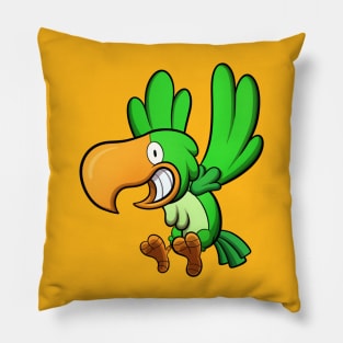 Flying Green Parrot Pillow