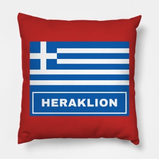 Heraklion City with Greek Flag Pillow