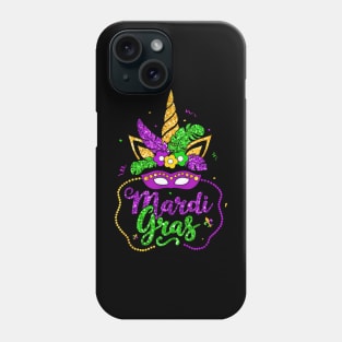 Unicorn Face Mask Happy Mardi Gras 2024 Phone Case