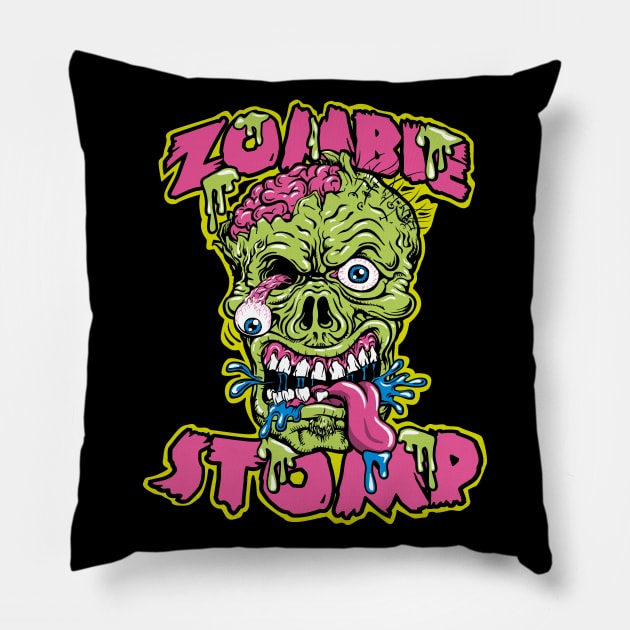 Zombie Stomp Halloween Pillow by BOEC Gear