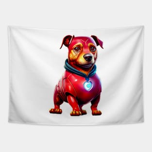 Canine Hero: Love-Shaped Arc Reactor Dachshund Tapestry