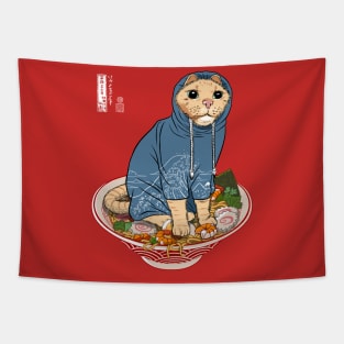 Japanese cat on ramen Tapestry