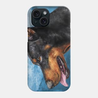 Gorgeous Doberman Painting on Blue Background Phone Case