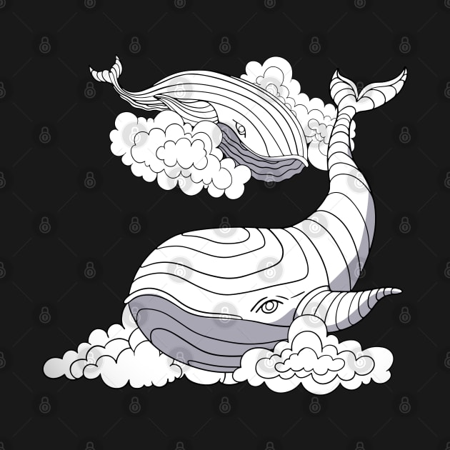 space whales black and white by Bagaz